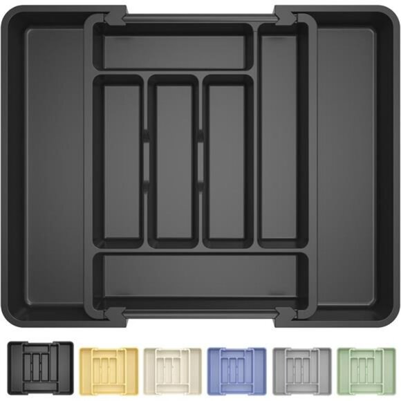 Expandable silverware drawer organizer large utensil flatware cutlery tray holde - Picture 7 of 8